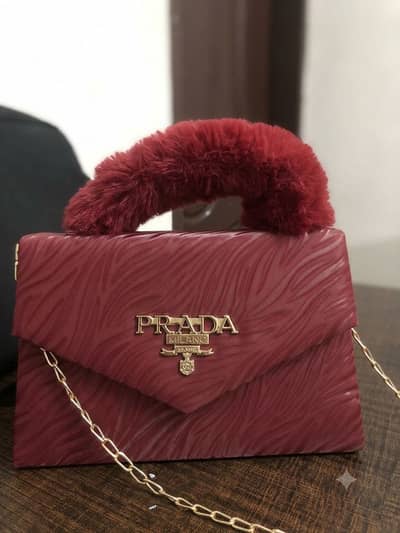 Maroon Party Bag with Gold Chain Strap