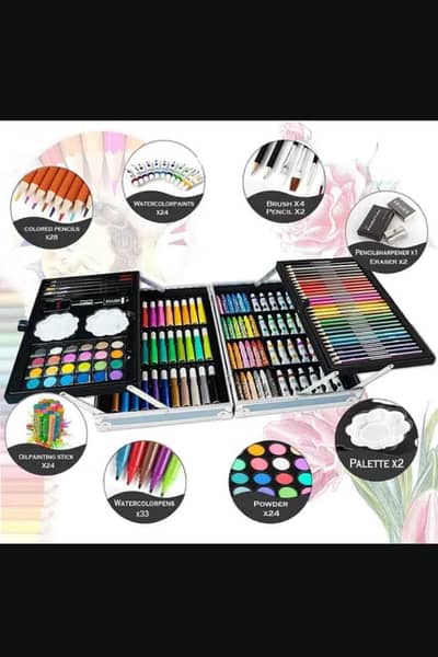 Unikon 145 pieces coloring kit Briefcase-kids art set.