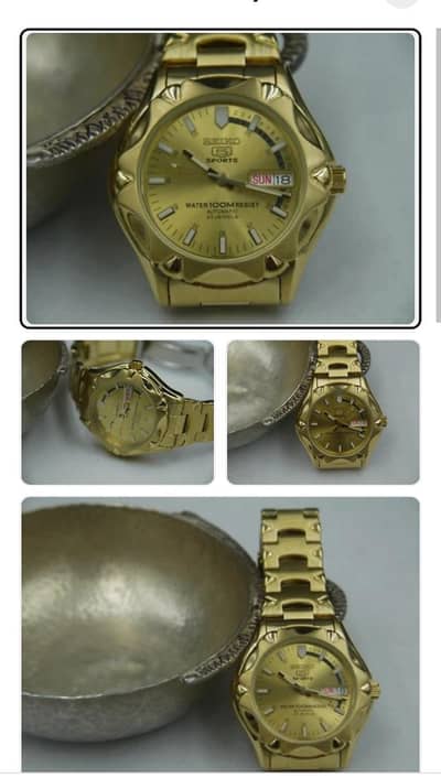 SEIKO 5 SPORTS 23 Jewels gold Automatic Men's Watch Mint Condition -
