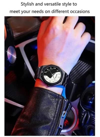 Mens carbon fiber watch black marble dial