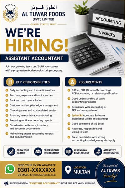 WE'RE HIRING — ASSISTANT ACCOUNTANT