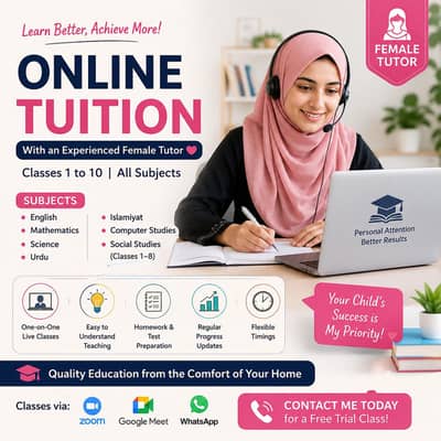 Online Tuition for Classes 1–10 | All Subjects | Experienced Tutor