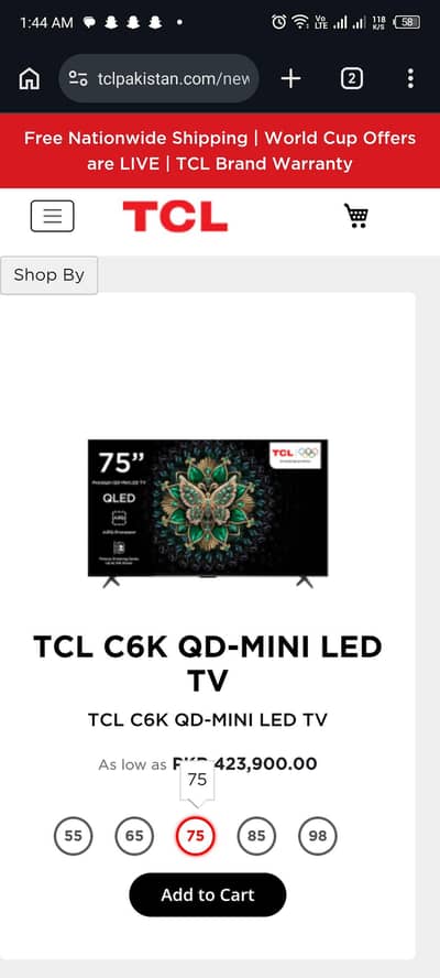 75 TCL C6K mini QLED