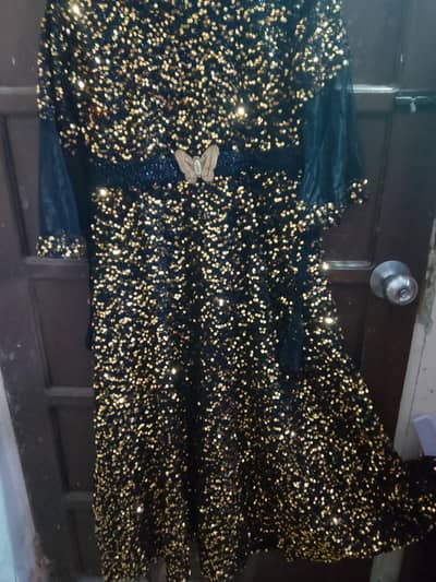 beautiful black and golden sequence party wear frock