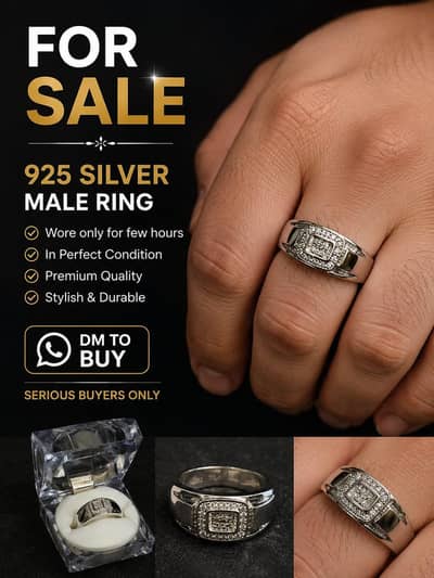 silver 925 ring with zarcon stones