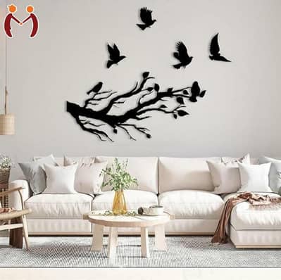 Flying Birds Wooden Wall Art Black 3D Decor