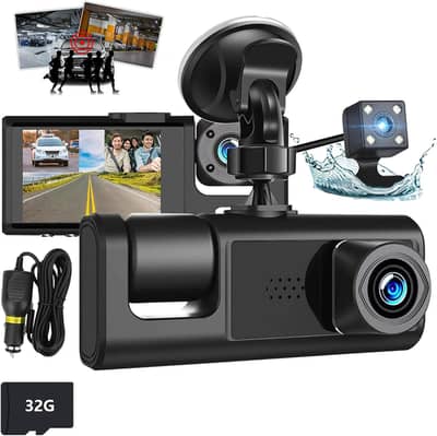 3 Channel Dash Cam,Video Recorder 1080P Car DVR Dashcam Night Vision