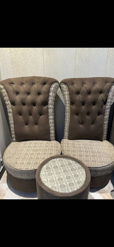 Excellent condition coffee chairs with matching stool