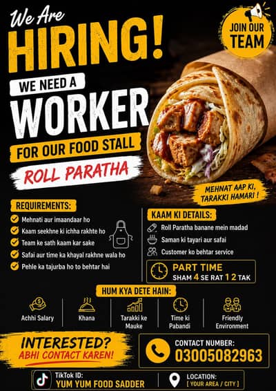 Food stall ka liye banda ki zarorat ha