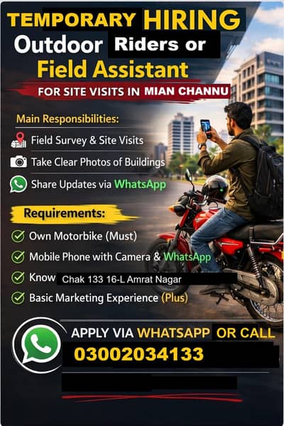 Temporary position for outdoor field surveyors or outdoor Riders