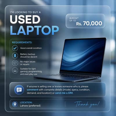 (Needed) Used Laptop under 70k