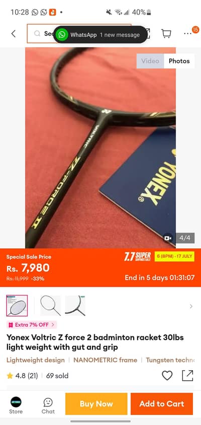 yomex voltric Z force 2 badminton racket 30lbs light weight ha