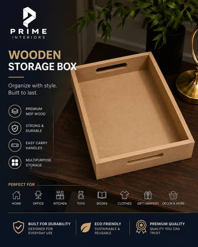 MDF storage tray with handles