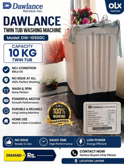 Dawlance DW-10500C Twin Tub Washing Machine – Excellent Condition