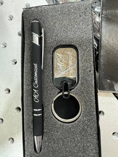 Customized Name Pen & Keychain Set with Gift Box – Personalized Premiu