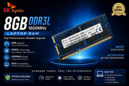 Original SK hynix 8GB DDR3L 1600MHz Laptop RAM | Tested & Working