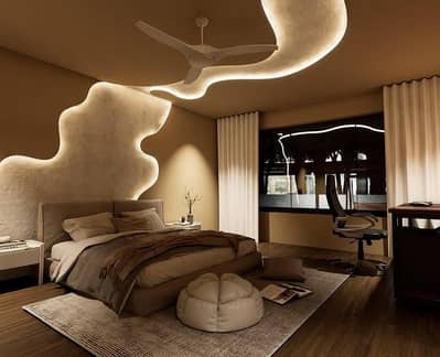 Bedroom Design/interior design/ Mirror wall/Molding work/ Featur wall
