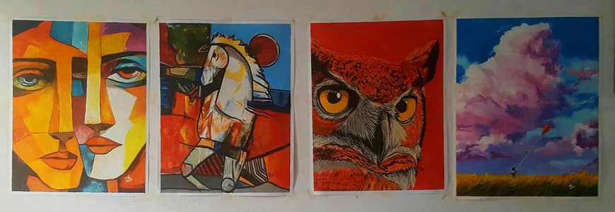 Oil portraits, sketches, calligraphy (Karachi)