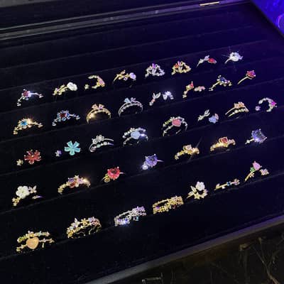 Adjustable Crystal Flower Rings for Women Daily Wear
