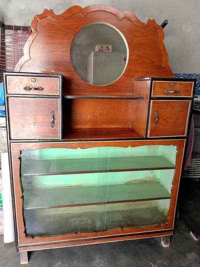 "Original Deyar Wood Showcase with Mirror – Heavy Solid Wood"