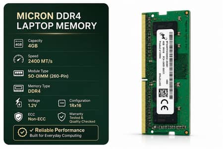 Micron 4GB DDR4 2400MHz Laptop RAM PC4-2400T SO-DIMM