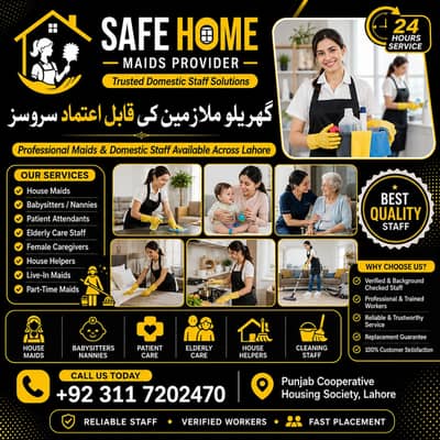 Maids / House Maids / cook / House chef / Baby Sitter maid available