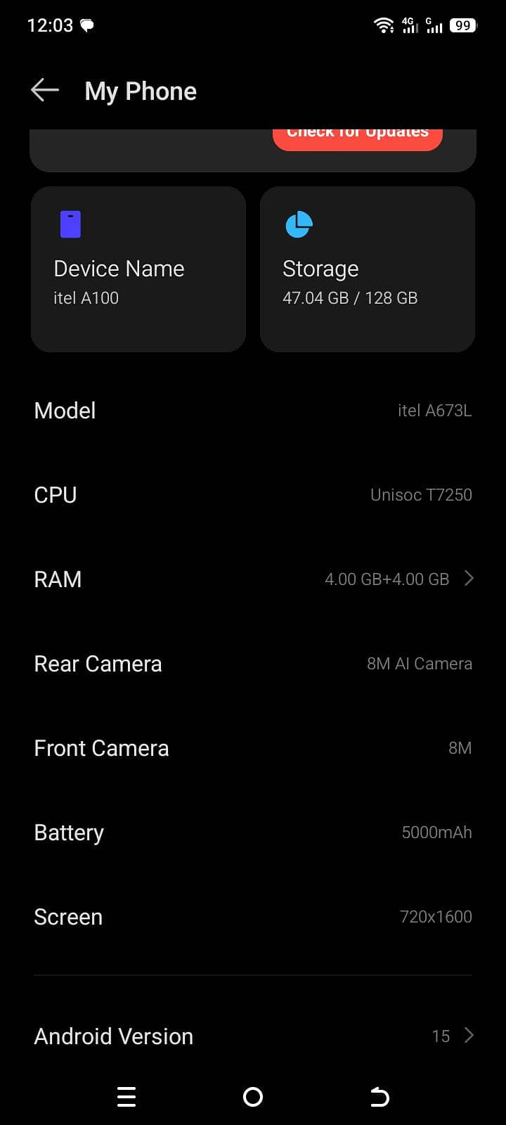 Itel A100 0