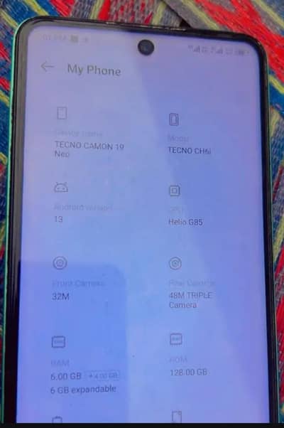 sell tecno camon 19 neo pta approved but sim tray tora masla