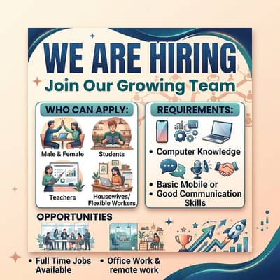 We are hiring male and female for office and online work.