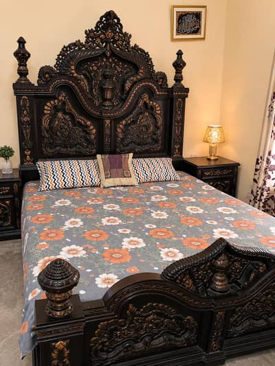 chunati bed with sides table and dressing