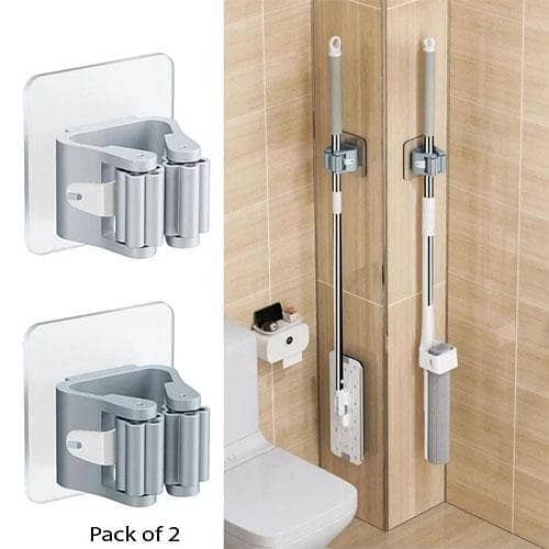 Pack of 2 Multifunctional Wall Mounted Self-Adhesive Sticking Mop Holder in pakistan