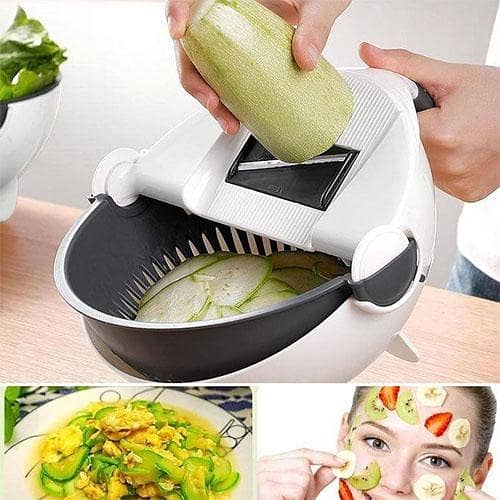 New High Quality 9in1 Double-Layer Vegetables Cutter Shredder Grater Slicer with Drain Basket in pakistan