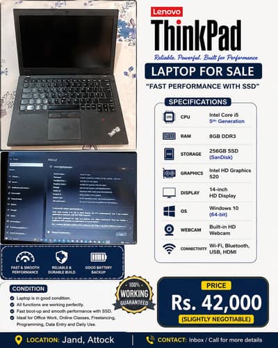 Lenovo ThinkPad Laptop for Sale Demand 42000