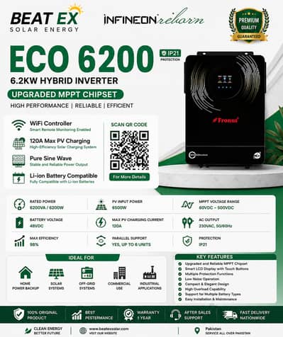 Fronus ECO 6200 6.2KW Hybrid Inverter | 120A MPPT | Solar Inverter