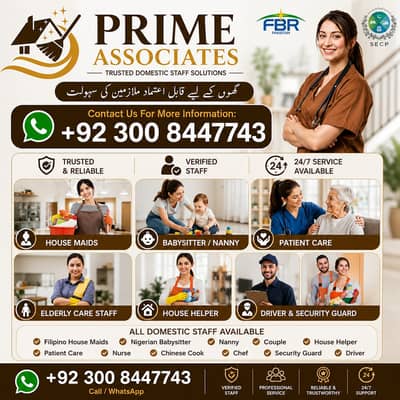 Maids / House Maids / cook / House chef / Baby Sitter maid available