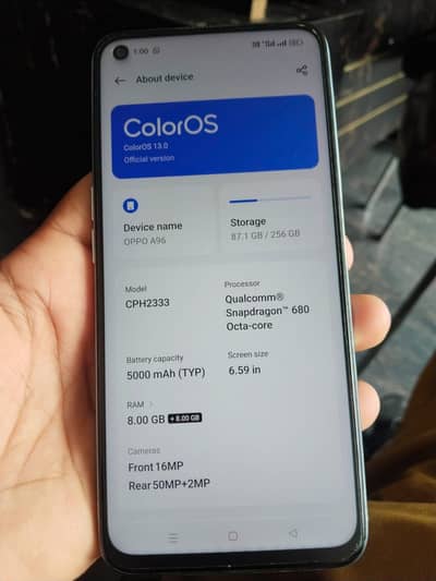 OPPO A96 for sell 8+8/256 lush condition 10/9