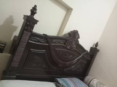 Wooden Bedroom Set for Sale – Bed + Dressing Table + Side Cabinet