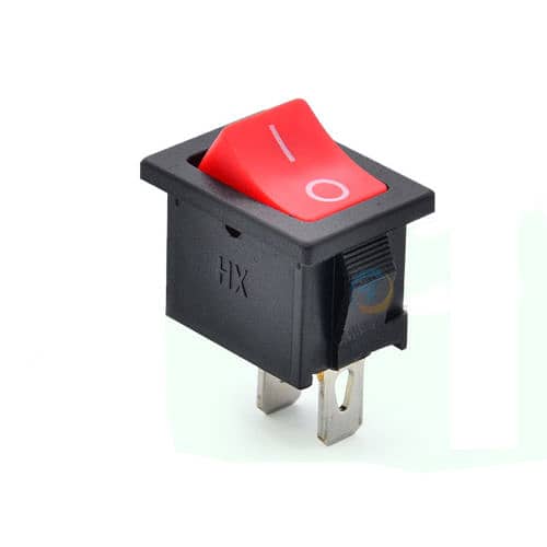 KCD1-101 Black/Red 2-Pin 6A 250V Latching Rocker Switch (3-Pack) – SPST On/Off, Nylon PA66