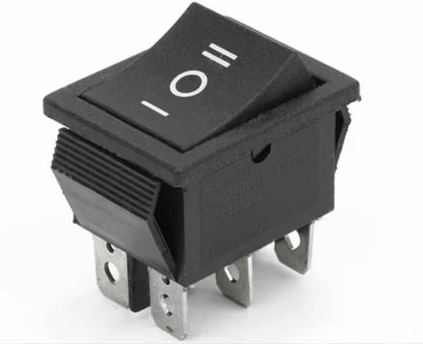 5 Pcs 12V 30A DC Rocker Switch, DPDT 6-Pin, ON-OFF-ON, 250V AC 16A