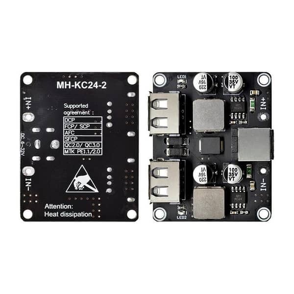 2 Channel Usb Qc3.0 Qc2.0 Dc-Dc Buck Converter Charging Step Down Module 6-32V 9V 12V 24V To Fast Quick Charger Circuit Board 3V 5V 12V