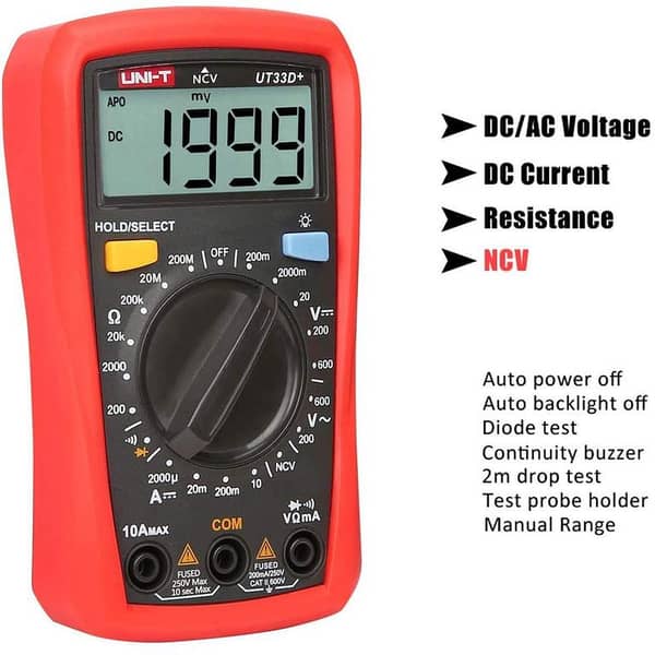 UT33D+ Palm Size Digital Multimeter – Compact Auto-Range Multimeter