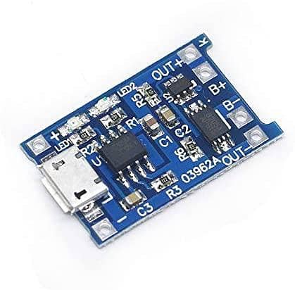 TP4056 Lithium Battery 18650, 1A Charger Module with Battery Protection