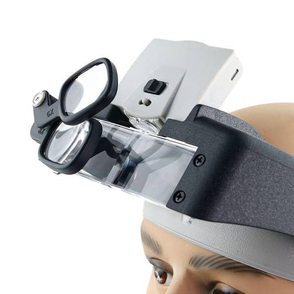 81007-AP Head-Mounted Magnifier Glass with LED Light for Soldering and DIY