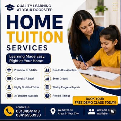 Qualified and experienced Home tutors