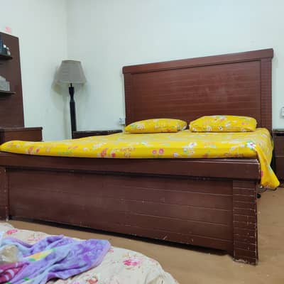 Bed set with mattress side table dressing wardrobe