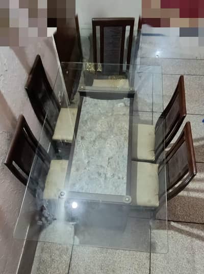 Dining table | glass dining table | 6 chair dining