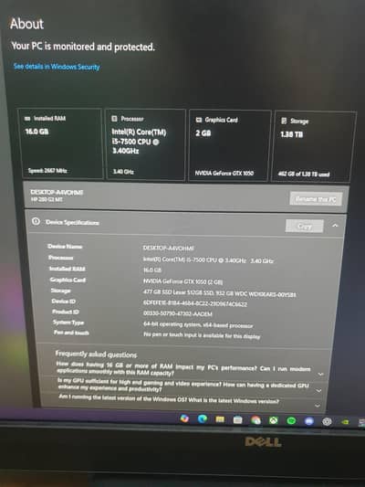 HP Gaming PC | Core i5-7500 | GTX 1050 2GB | 16GB RAM | 512GB SSD