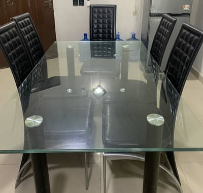 6- Seater Glass Dining Table Set