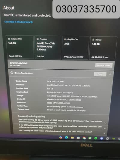 HP Gaming PC | Core i5-7500 | GTX 1050 2GB | 16GB RAM | 512GB SSD
