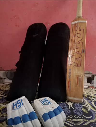 Hard ball bat , pads and gloves